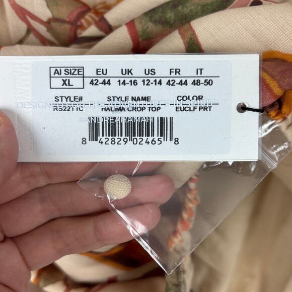 Andrea Iyamah NEW Halima Crop Top Tan Eucalyptus Print XL resort tropical - Picture 11 of 14